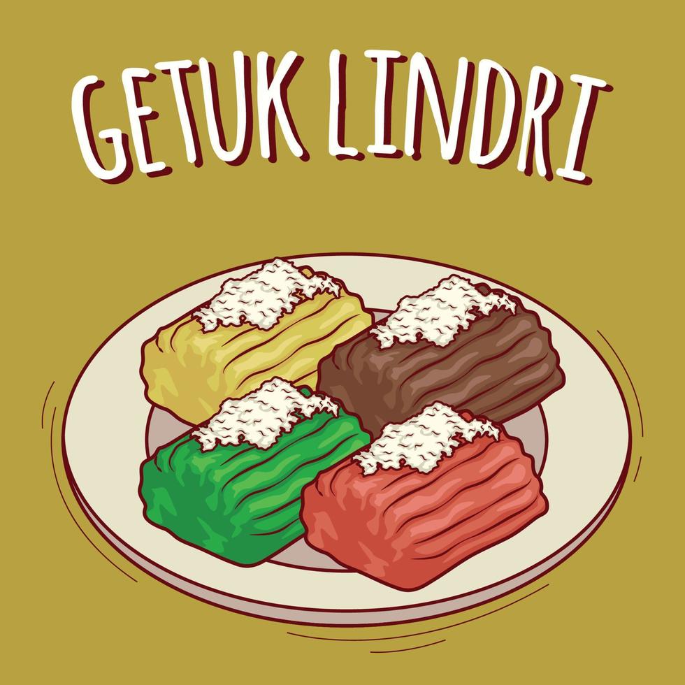 Getuk Lindri Illustration indonesisches Essen mit Cartoon-Stil vektor