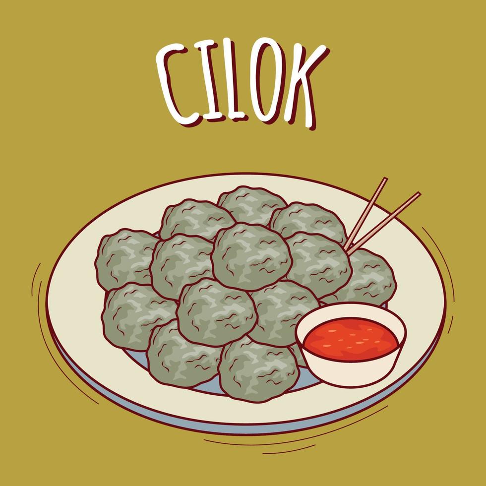 Cilok Illustration indonesisches Essen mit Cartoon-Stil vektor