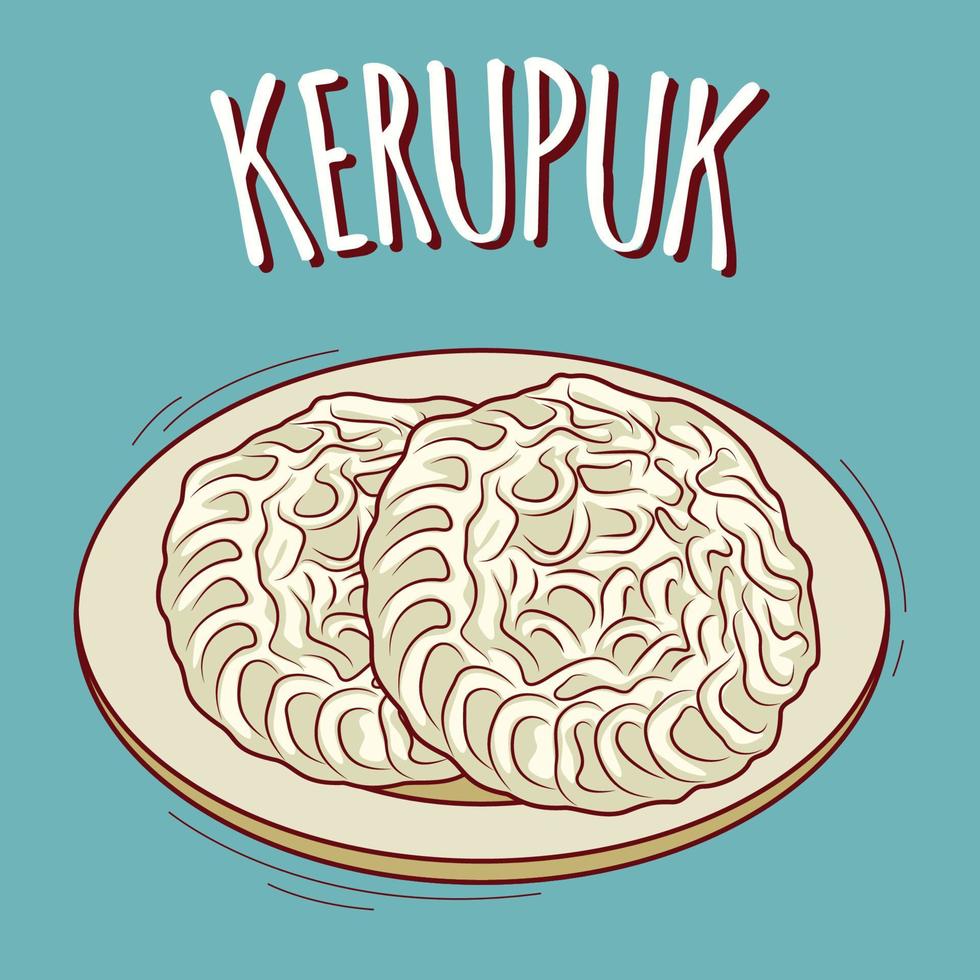 Kerupuk Illustration indonesisches Essen mit Cartoon-Stil vektor