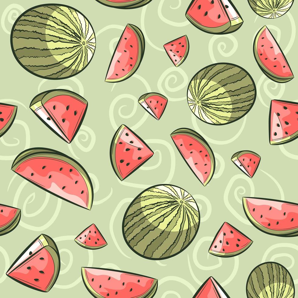 nahtloses Muster der rosa und grünen Wassermelone. vektor