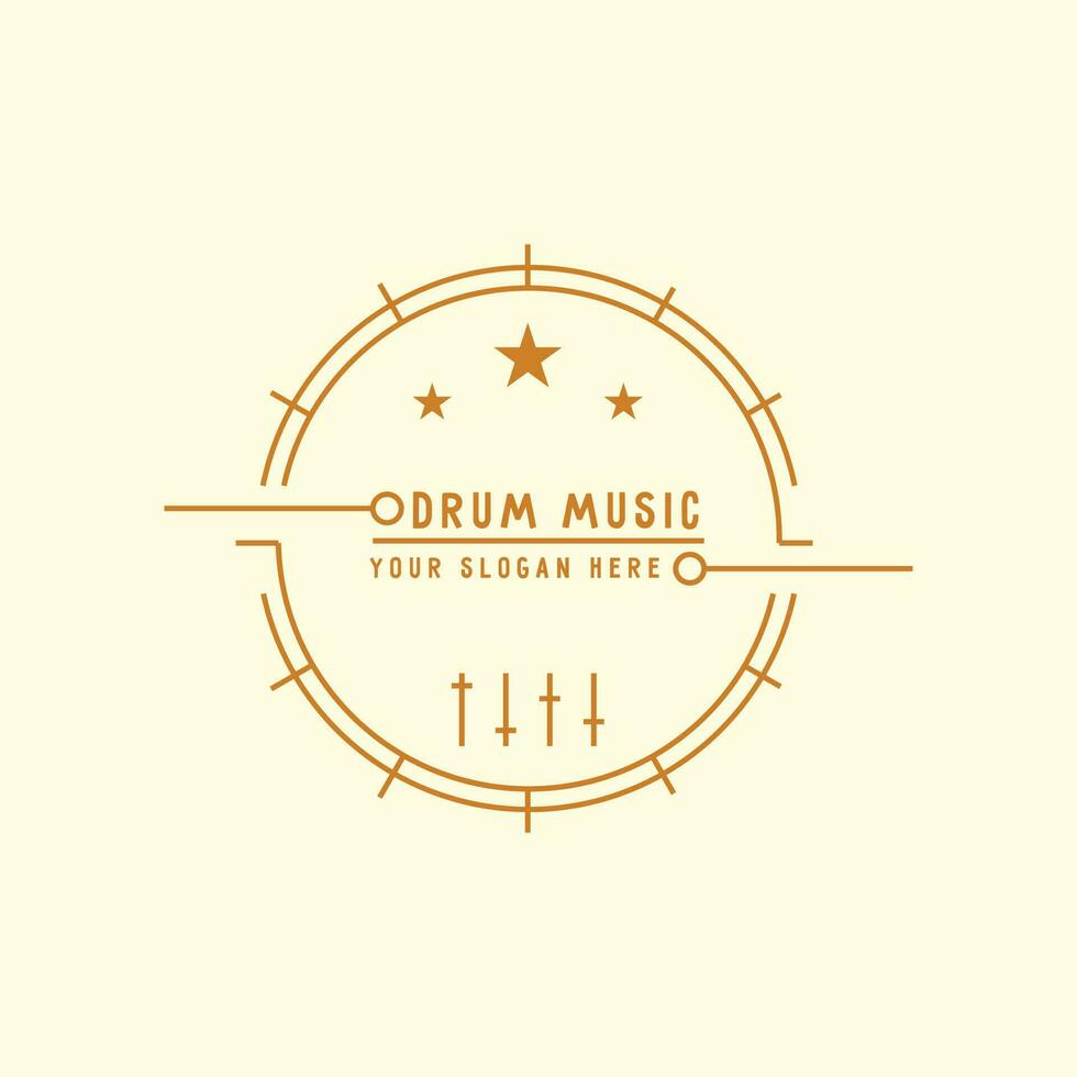 trumma musik logotyp design illustration. kreativ matpinne trumma minimalistisk musikalisk band instrument logotyp linje vektor typ. isolerat bakgrund.