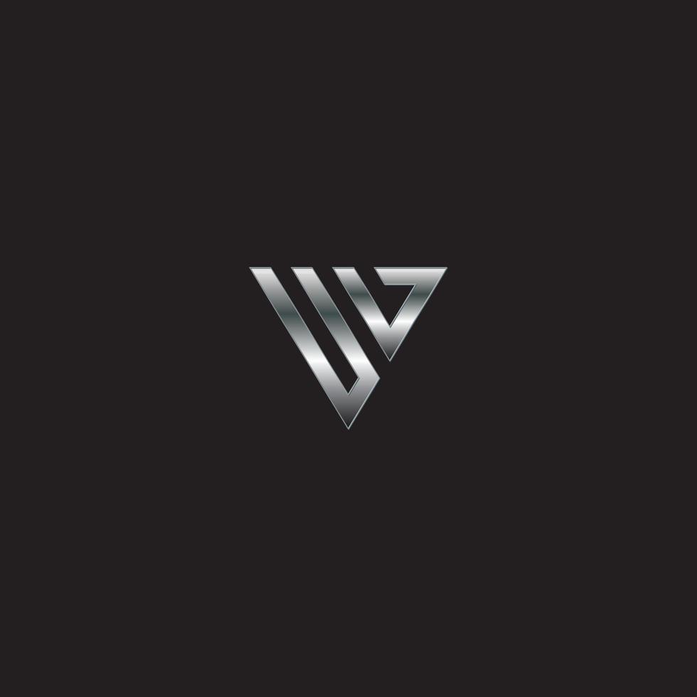 u quadratisches logodreieck silber logo metall logo monogramm schwarzer hintergrund vektor