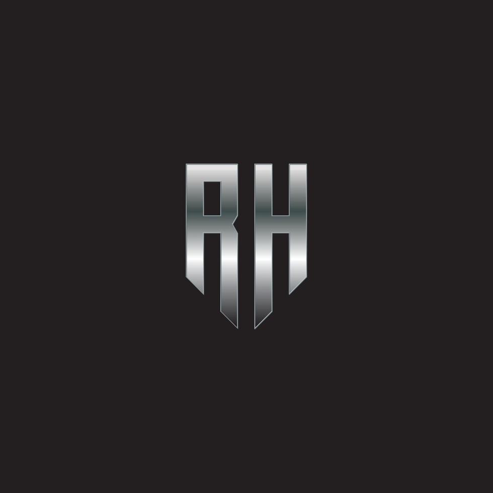 rh-Logo, Metall-Logo, Silber-Logo, Monogramm, vektor