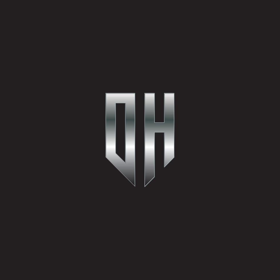 oh Logo, Metalllogo, Silberlogo, Monogramm, vektor