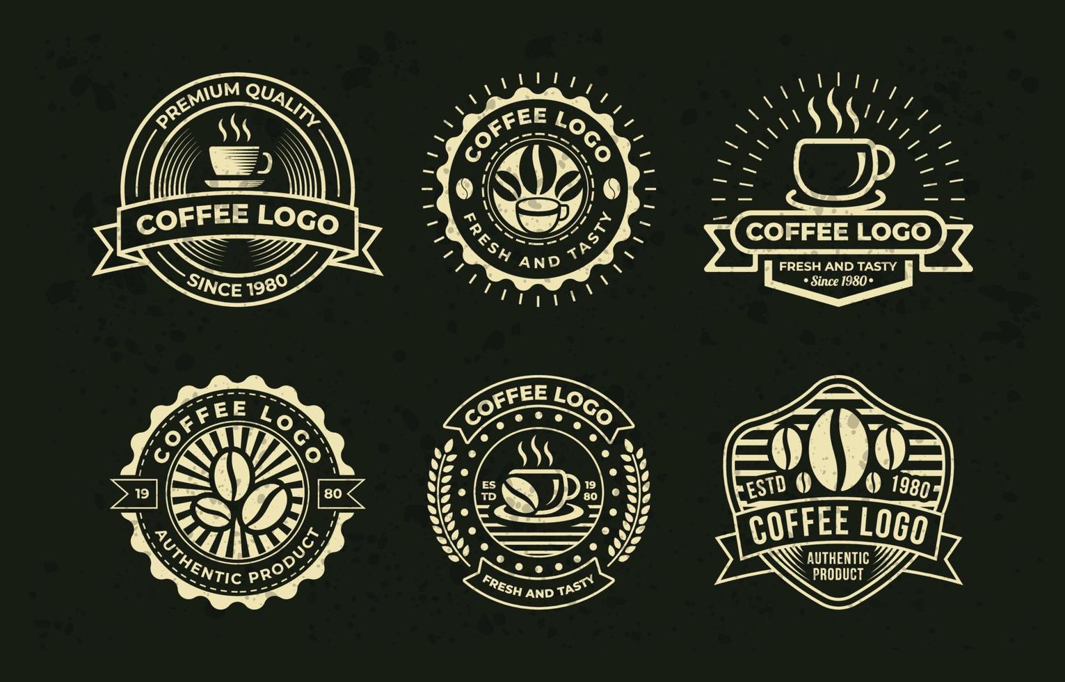 kaffe bönor tema årgång logotyp vektor