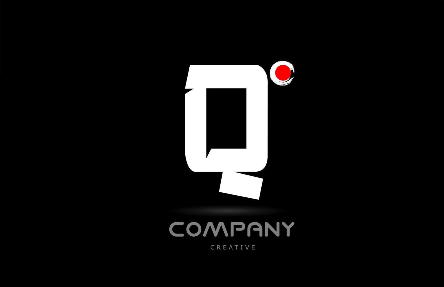 q svart och vit alfabet brev logotyp ikon design med japansk stil text. kreativ mall för företag och företag vektor