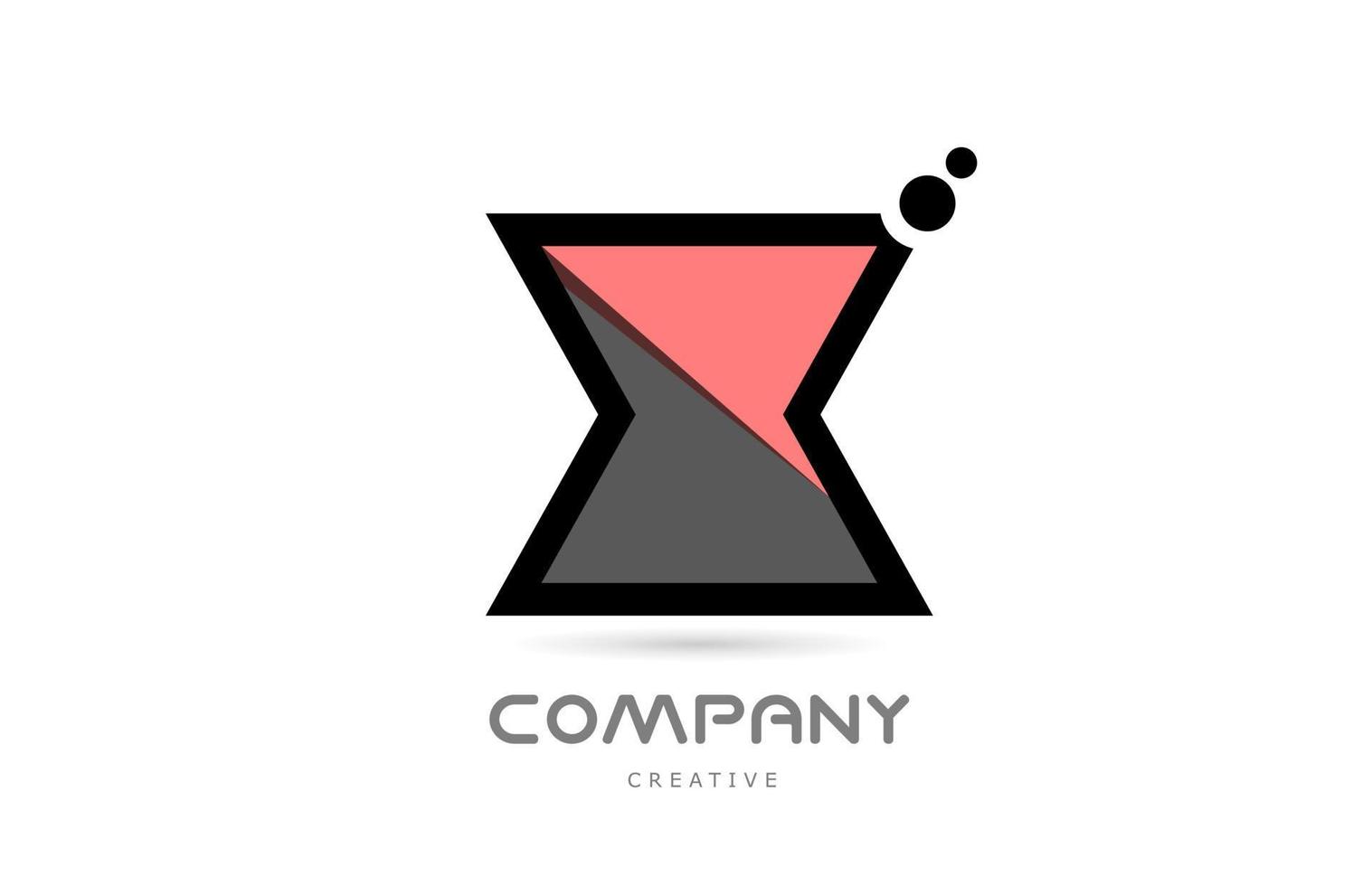 rosa schwarzes x geometrisches Alphabet-Buchstaben-Logo-Symbol mit Punkten. kreative Vorlage für Unternehmen und Unternehmen vektor