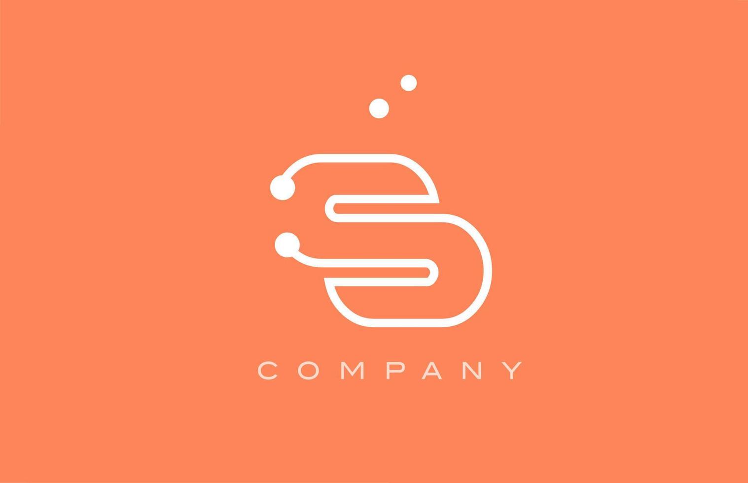 s orange vit punkt linje alfabet brev logotyp ikon design. kreativ mall för företag och företag vektor