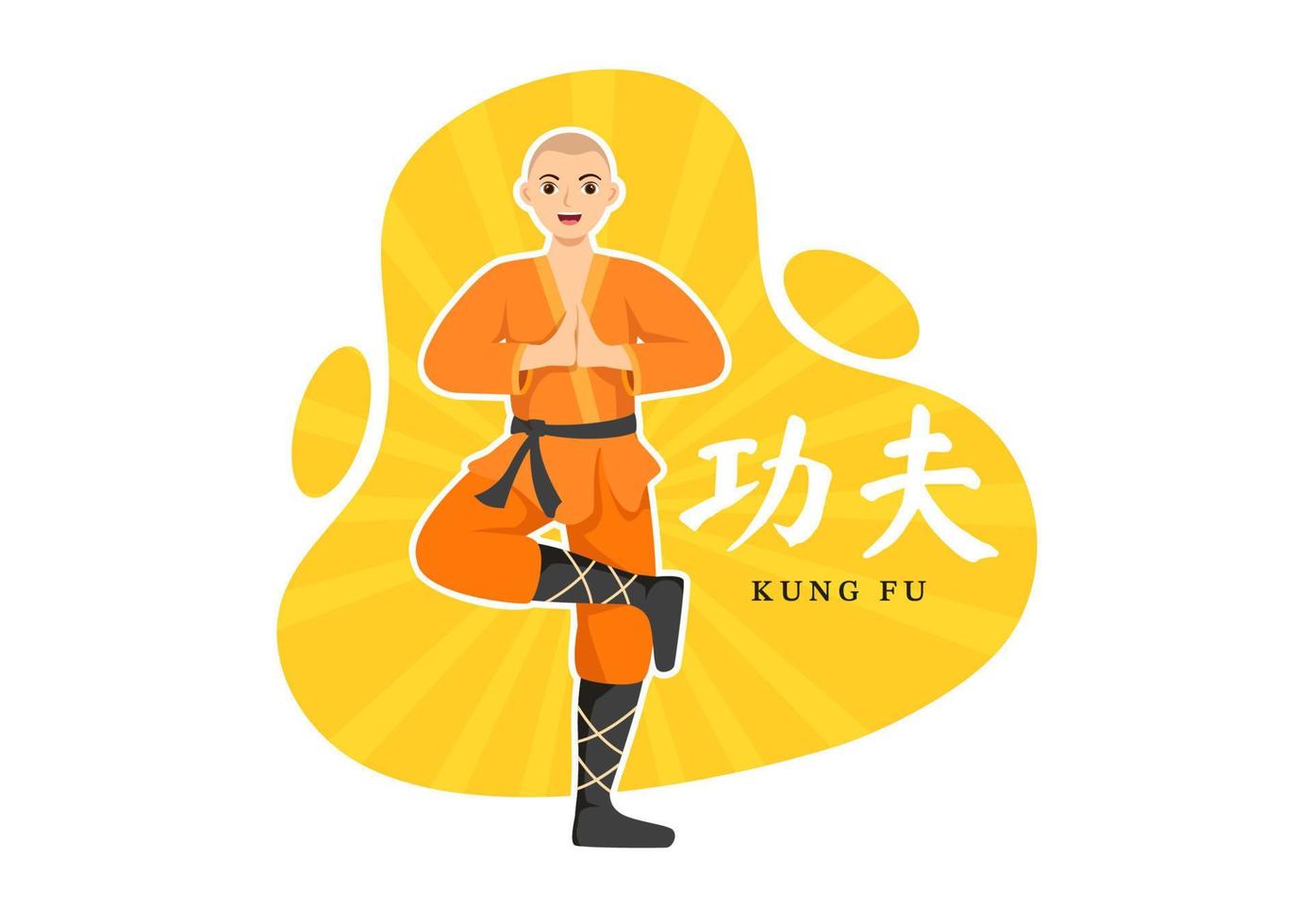 kung fu illustration med människor som visar kinesisk sport krigisk konst i platt tecknad serie hand dragen för webb baner eller landning sida mallar vektor