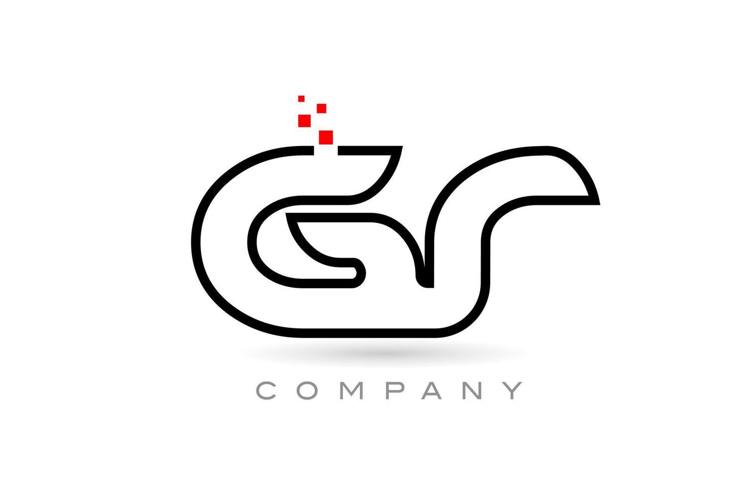 gr Verbundenes Alphabet-Buchstaben-Logo-Symbol-Kombinationsdesign mit Punkten und roter Farbe. kreative Vorlage für Unternehmen und Unternehmen vektor
