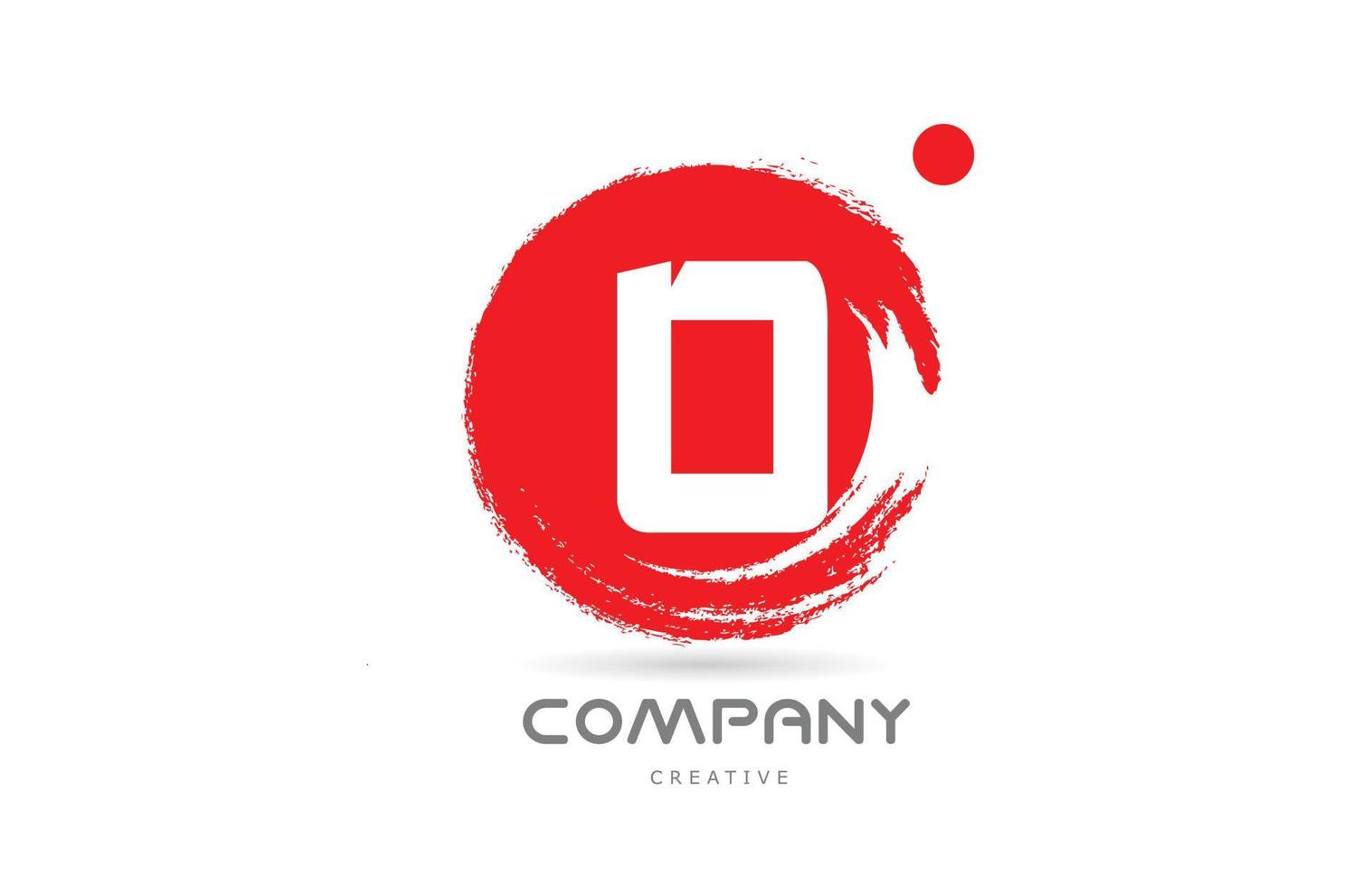 röd o grunge alfabet brev logotyp ikon design med japansk stil text. kreativ mall för företag och företag vektor