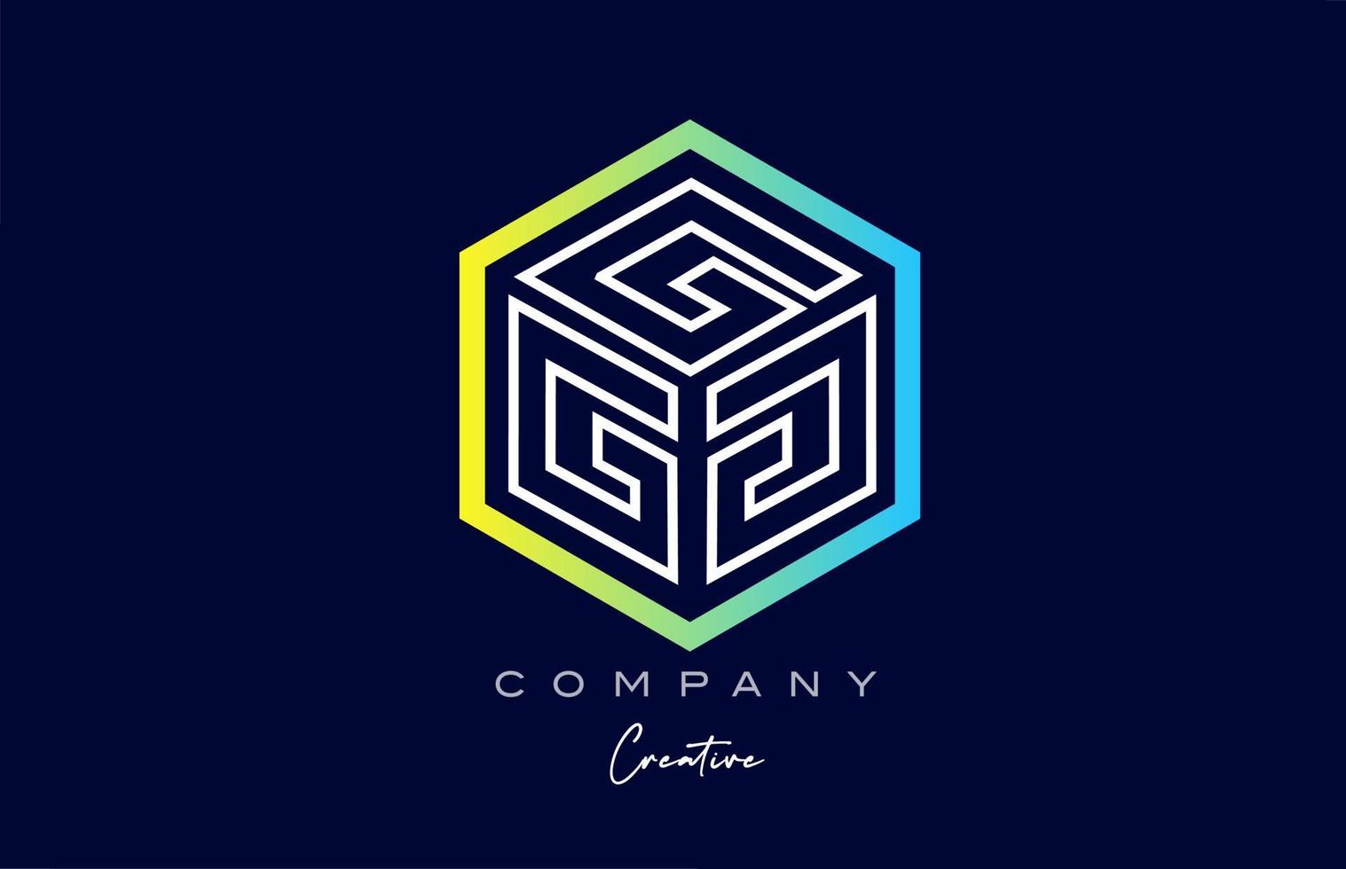 linje g tre brev kub alfabet brev logotyp ikon design med polygon design. kreativ mall för företag vektor