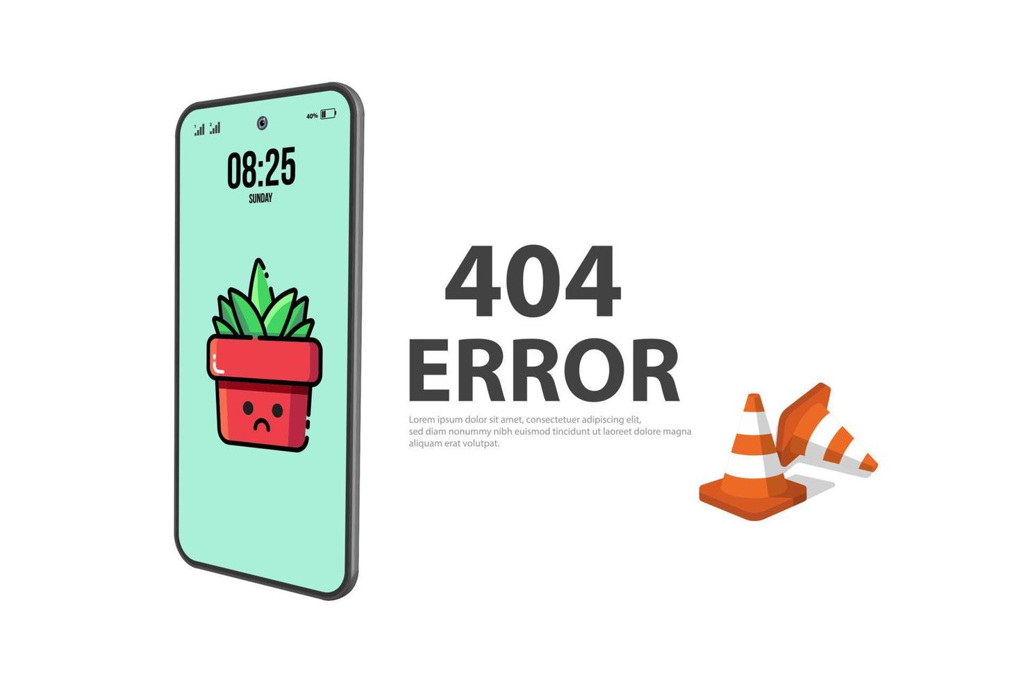 Fehler 404-Seite, nicht gefunden, Wartung, Web-Fehler-Konzept-Website-Vektorillustration. vektor