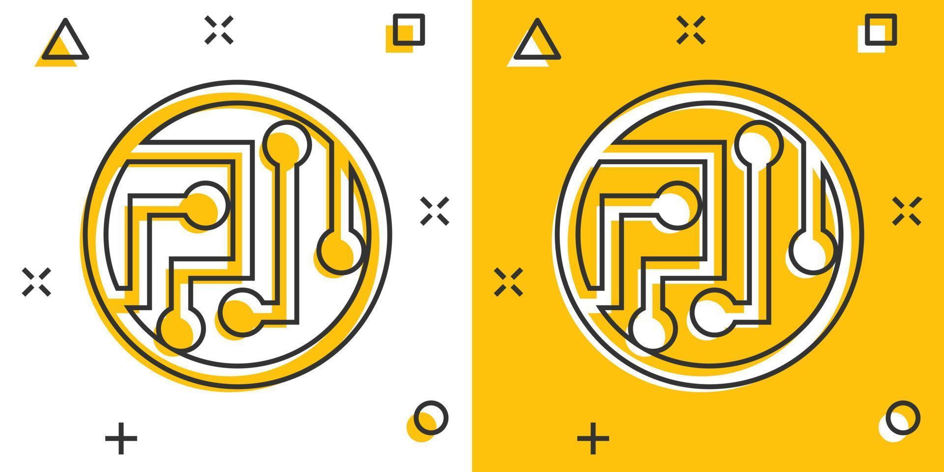 krets styrelse ikon i komisk stil. teknologi mikrochip vektor tecknad serie illustration piktogram. processor moderkort företag begrepp stänk effekt.