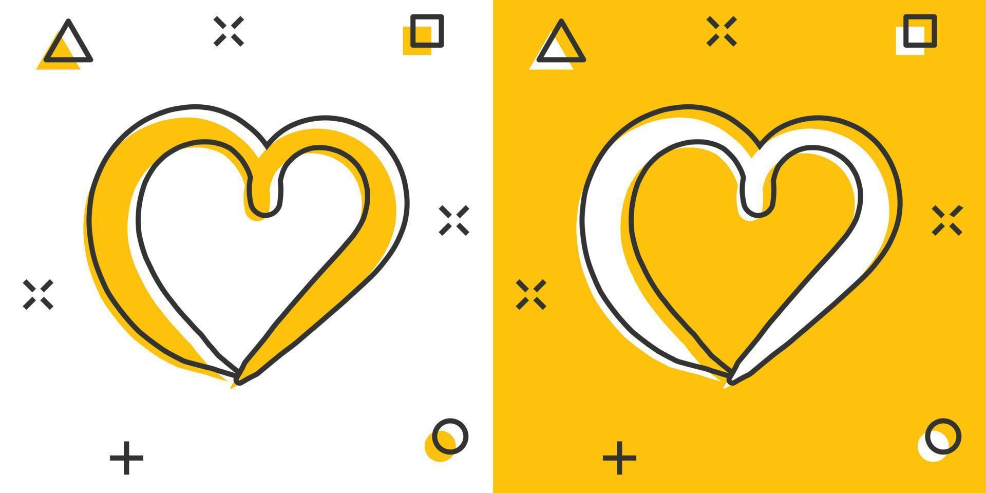 Vektor Cartoon Hand gezeichnete Herz-Symbol im Comic-Stil. Liebesskizzen-Gekritzelherz-Illustrationspiktogramm. handgezeichnetes valentine business splash effektkonzept.