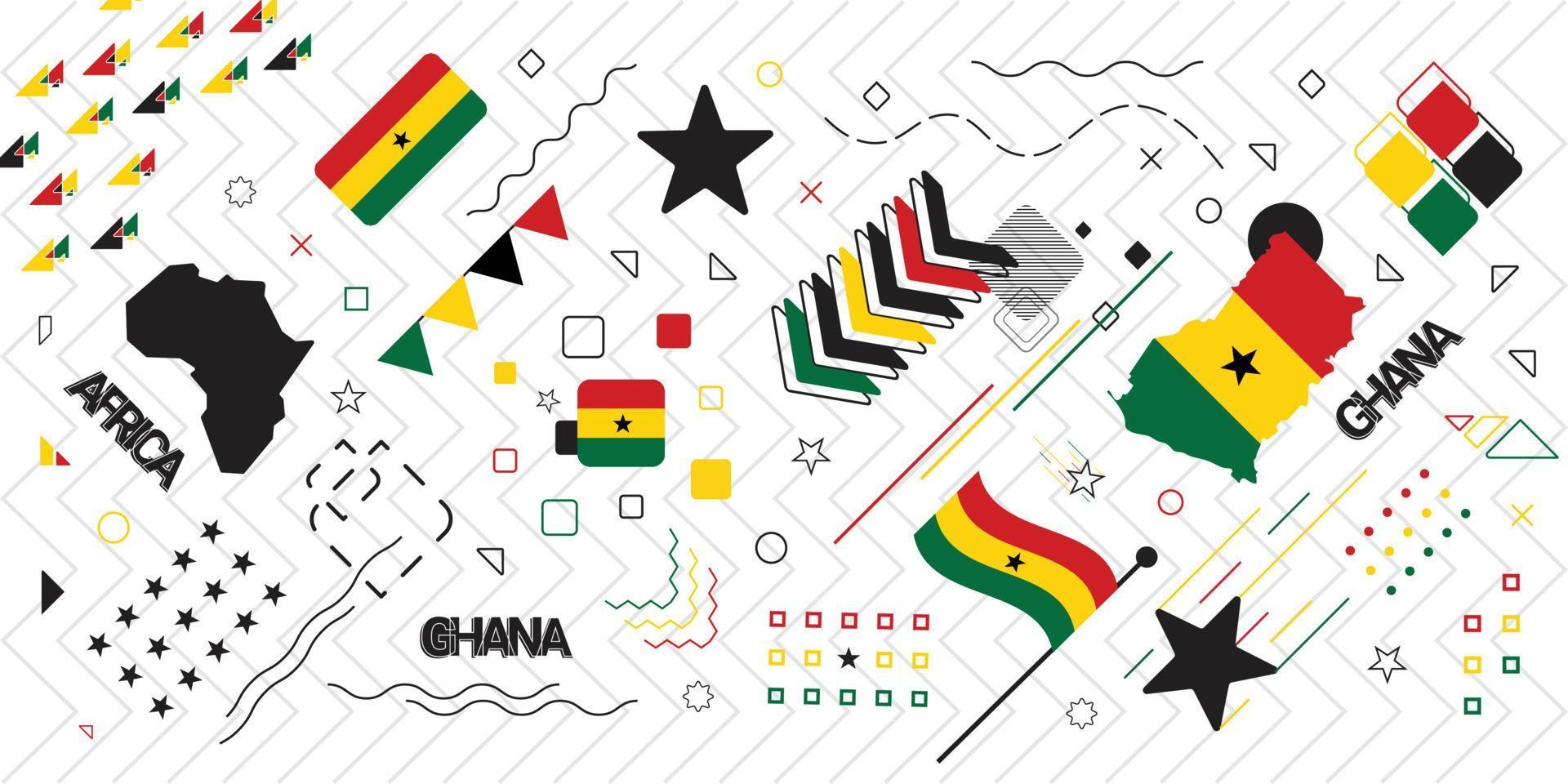 ghana bakgrund memphis geometri stil, till fira de stor dag i de Land av ghana vektor