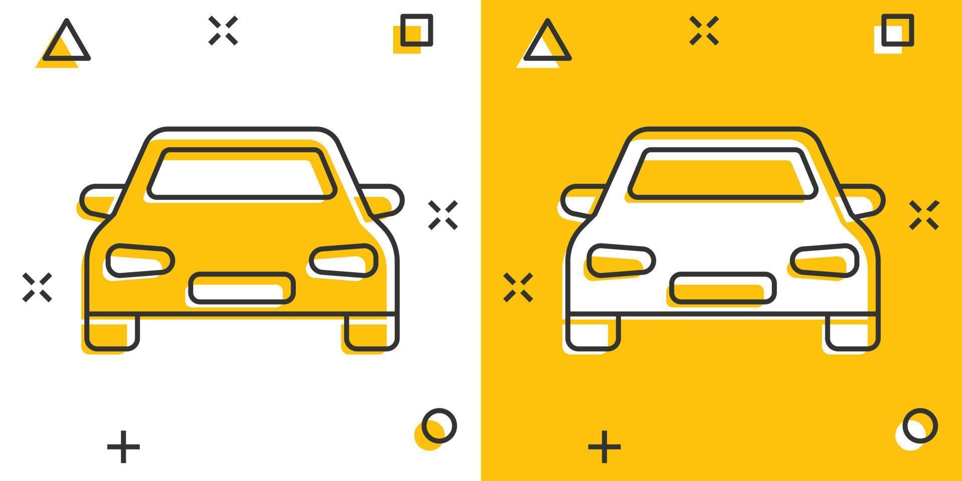 vektor tecknad serie bil ikon i komisk stil. bil fordon illustration piktogram. bil sedan stänk effekt begrepp.