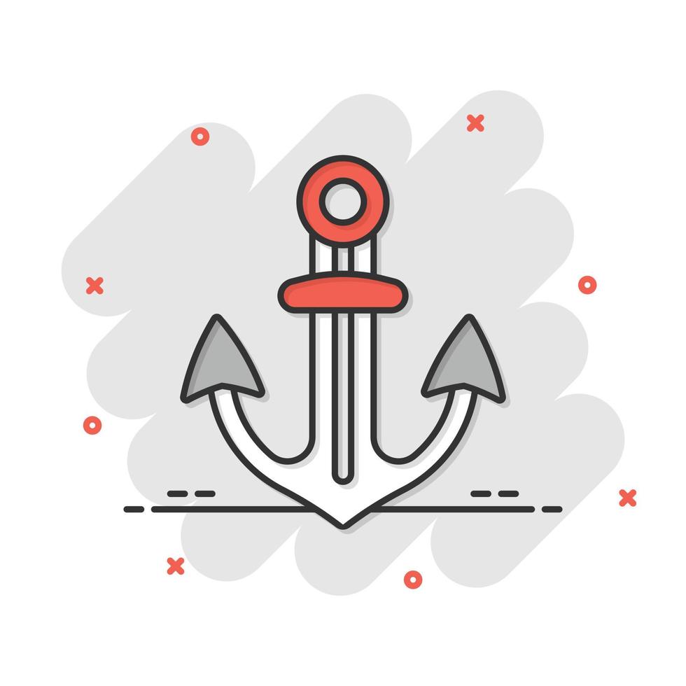 Bootsanker-Symbol im flachen Stil. Schiffshaken-Vektorillustration auf weißem isoliertem Hintergrund. Geschäftskonzept für Schiffsausrüstung. vektor