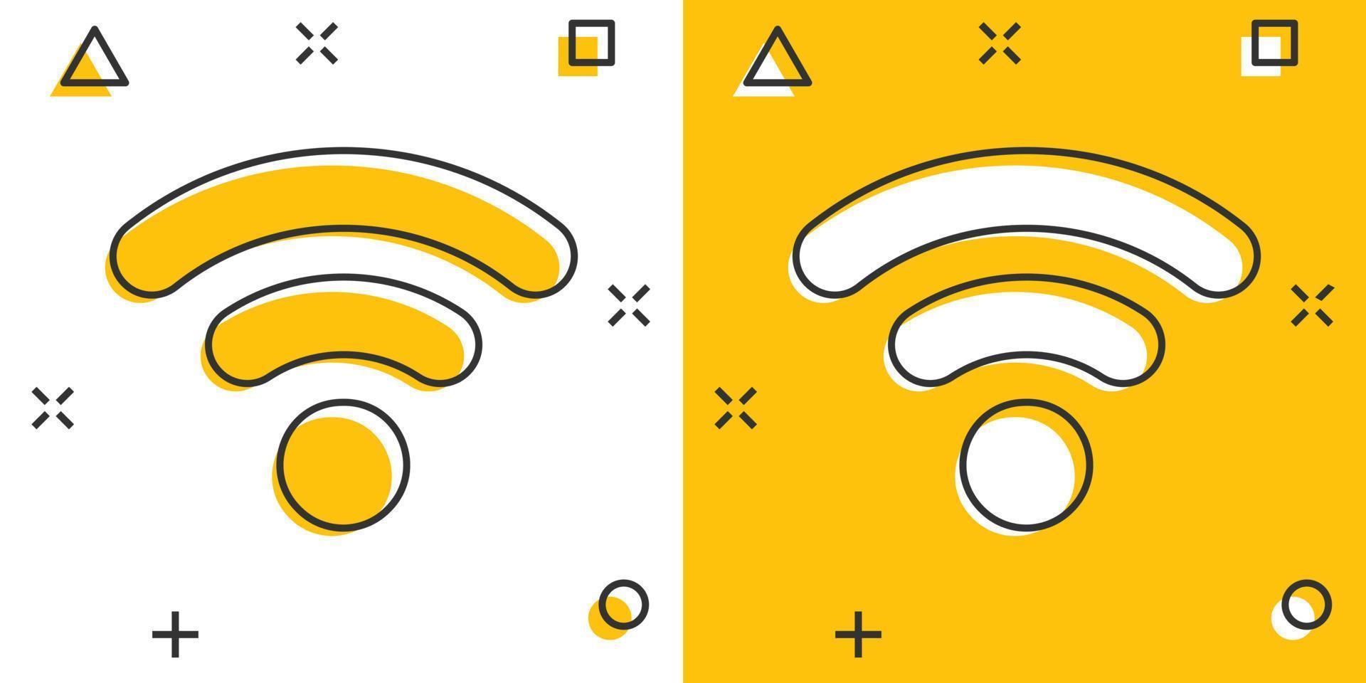 wiFi internet ikon i komisk stil. Wi-Fi trådlös teknologi vektor tecknad serie illustration piktogram. nätverk wiFi företag begrepp stänk effekt.