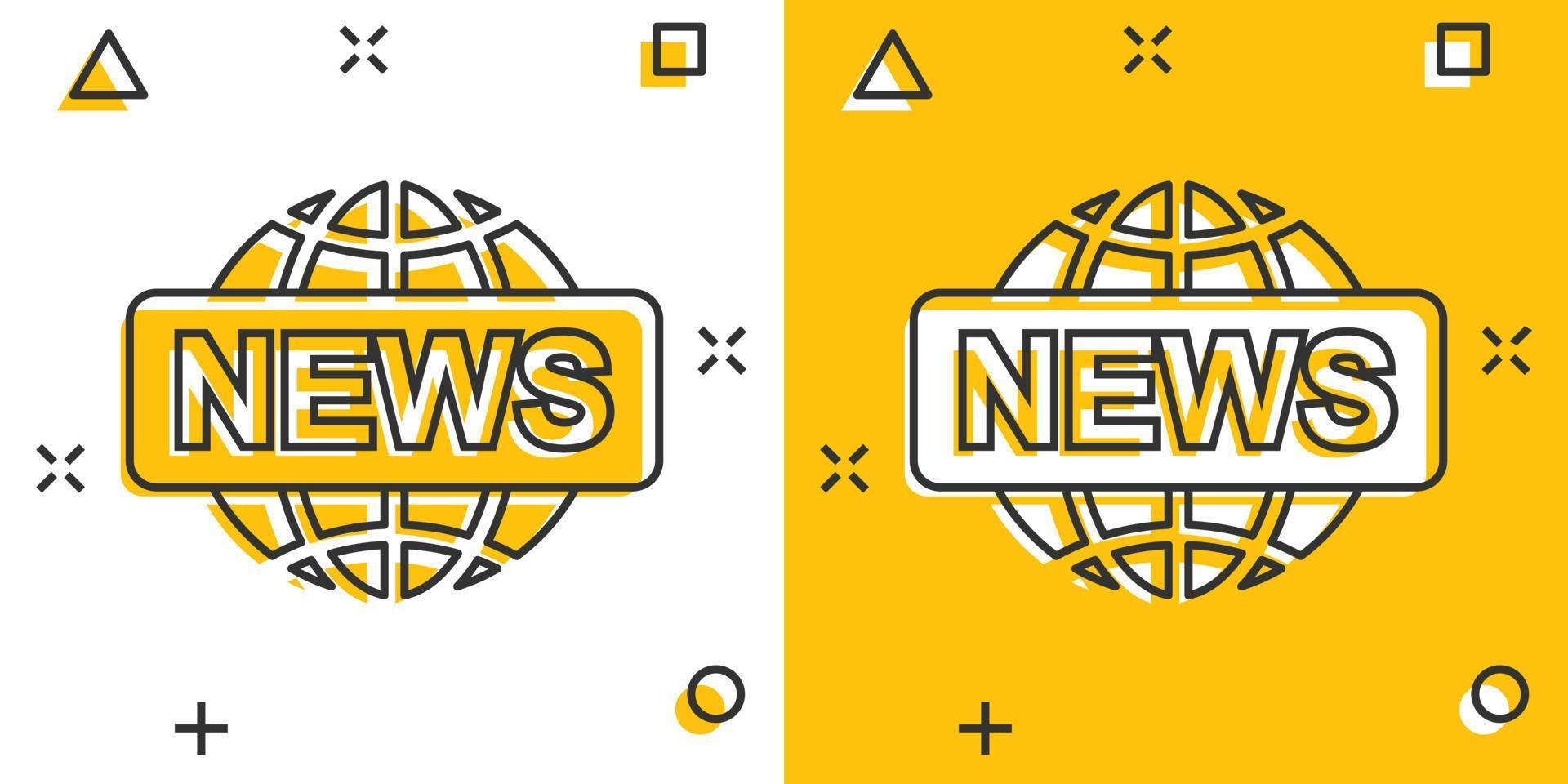 vektor tecknad serie klot Nyheter ikon i komisk stil. värld Nyheter tecken illustration piktogram. nyhetsbrev företag stänk effekt begrepp.