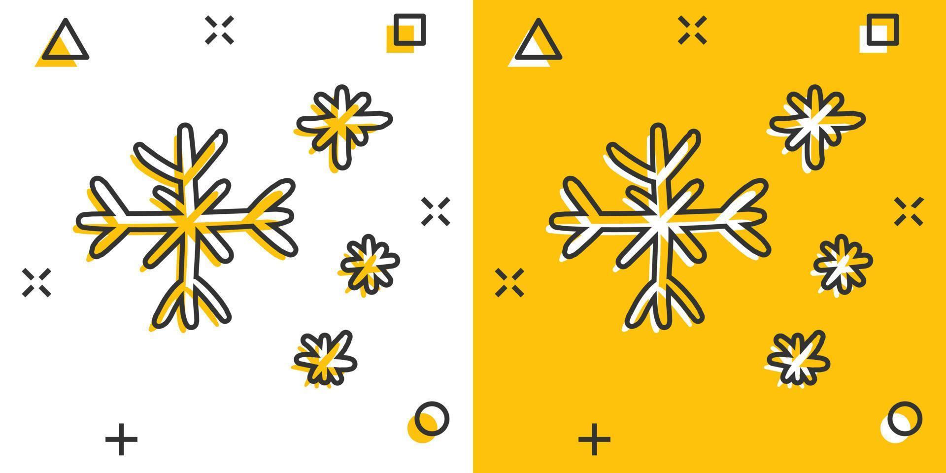 Vektor Cartoon handgezeichnete Schneeflocke-Symbol im Comic-Stil. Schneeflocke Skizze Doodle Illustration Piktogramm. handgezeichnetes winterweihnachtsgeschäft splash effekt konzept.