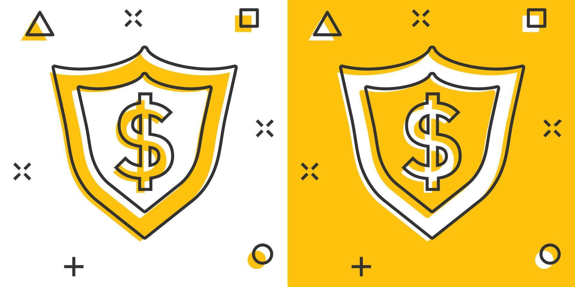Vektor-Cartoon-Schild mit Geld-Symbol im Comic-Stil. Schild Zeichen Abbildung Piktogramm. Dollar-Business-Splash-Effekt-Konzept. vektor