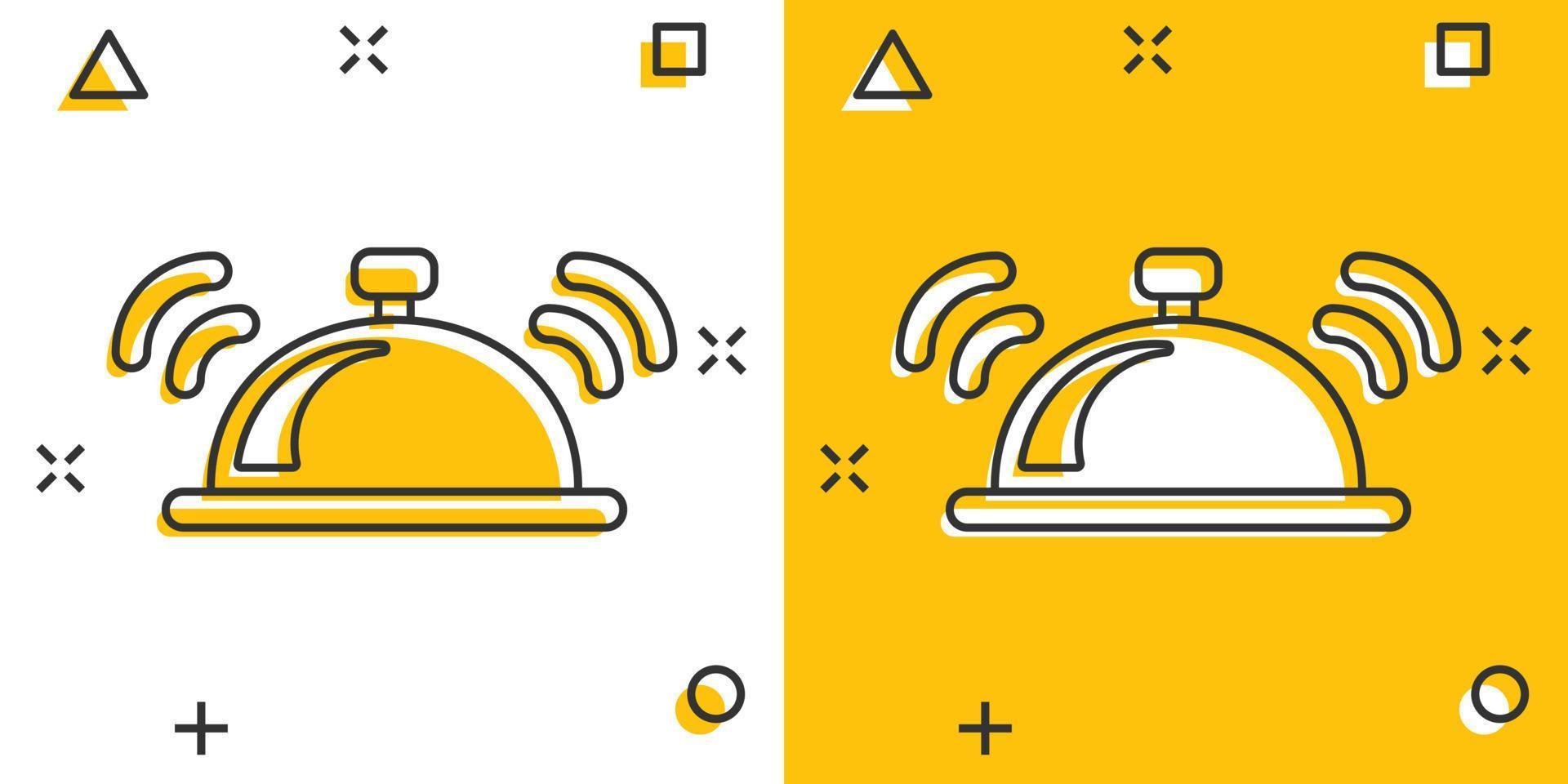 Vektor-Cartoon-Glockensymbol im Comic-Stil. Piktogramm für das Konzept der Alarmglocke. handbell Business-Splash-Effekt-Konzept. vektor