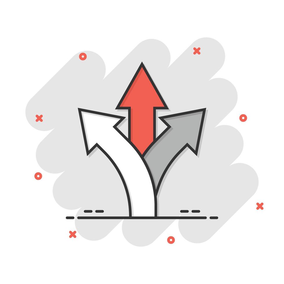skiljeväg ikon i komisk stil. väg riktning navigering tecknad serie vektor illustration på vit isolerat bakgrund. lokalisera stift placera stänk effekt företag begrepp.