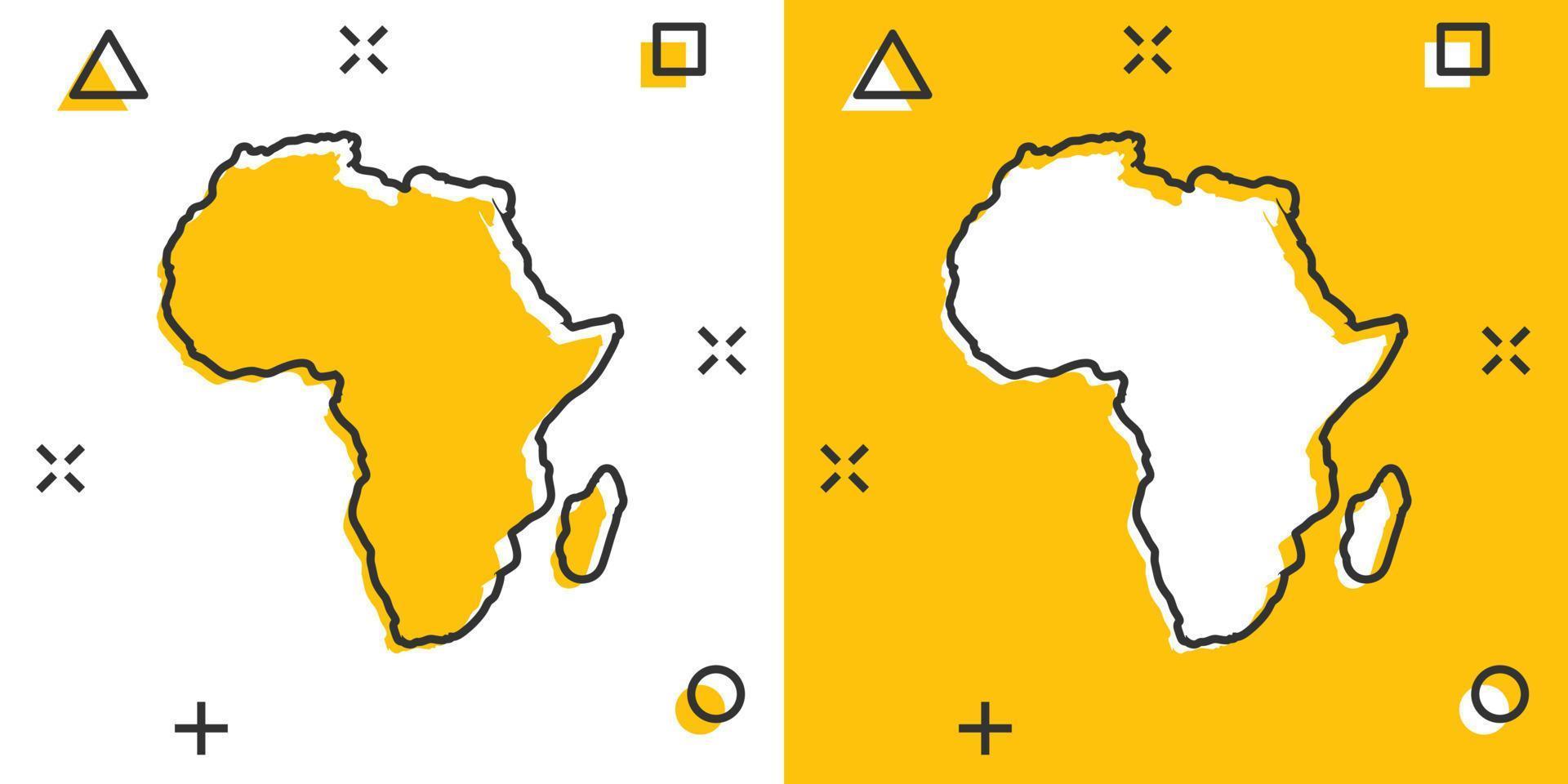 Cartoon-Afrika-Kartensymbol im Comic-Stil. Atlas-Illustration-Piktogramm. Land Geographie Zeichen splash Geschäftskonzept. vektor