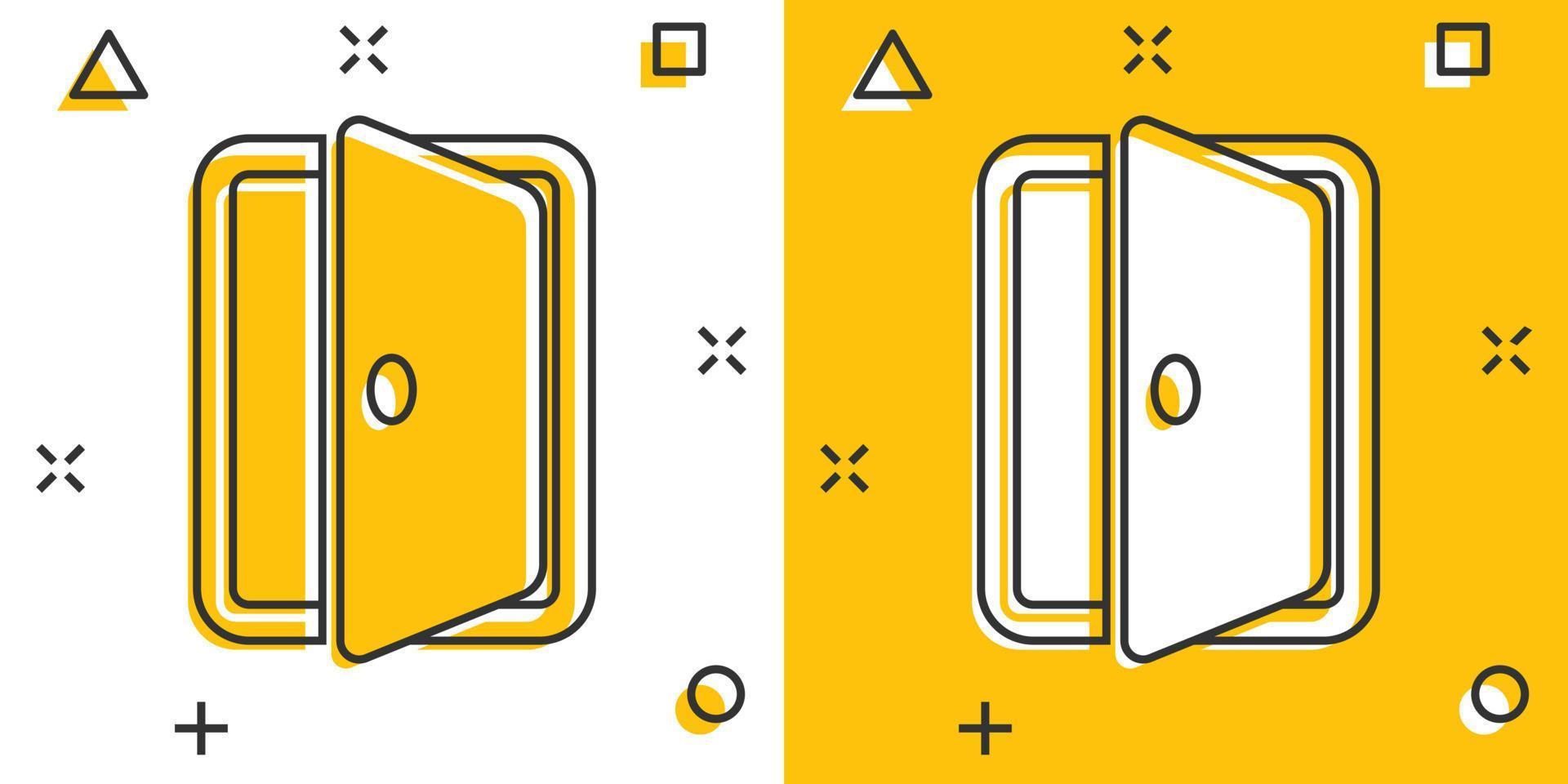Vektor-Cartoon-Eingangstür-Symbol im Comic-Stil. ausgangstüren konzept illustration piktogramm. Eingang Eingang Geschäft Splash-Effekt-Konzept. vektor