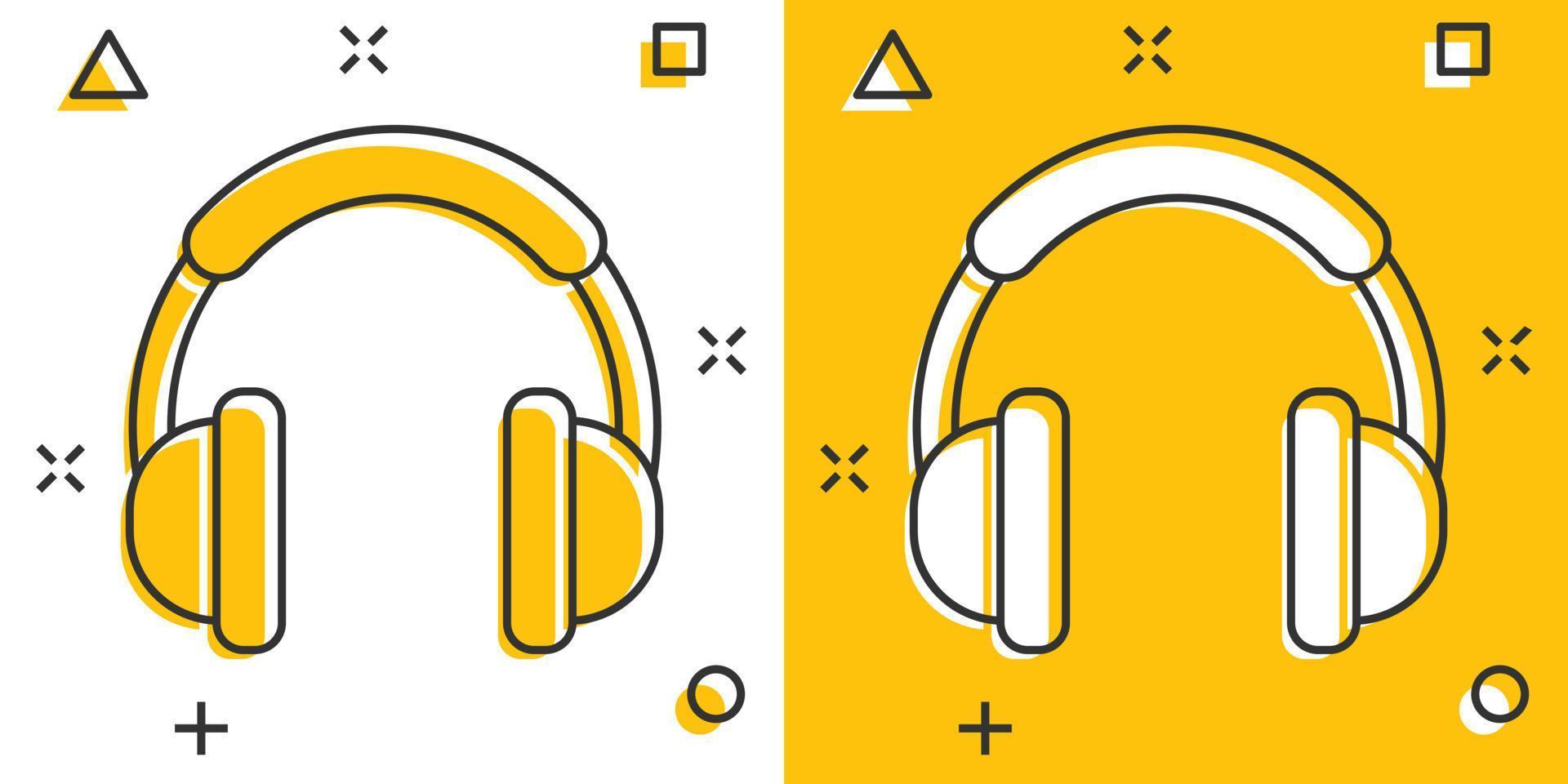 vektor tecknad serie hörlurar ikon i komisk stil. hörlur headsetet tecken illustration piktogram. hörlurar företag stänk effekt begrepp.