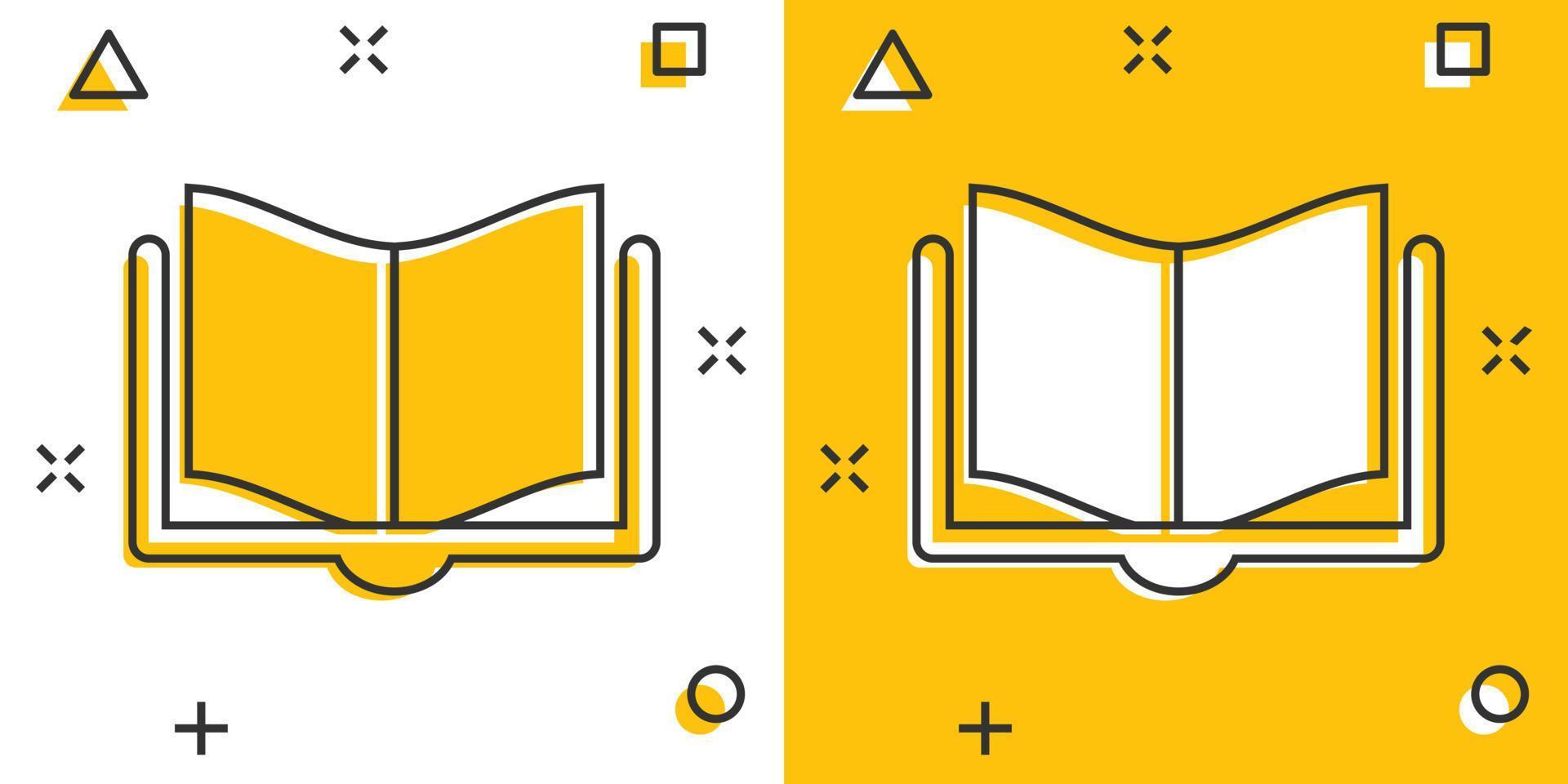 bok utbildning ikon i komisk stil. litteratur tidskrift vektor tecknad serie illustration piktogram. bok papper företag begrepp stänk effekt.