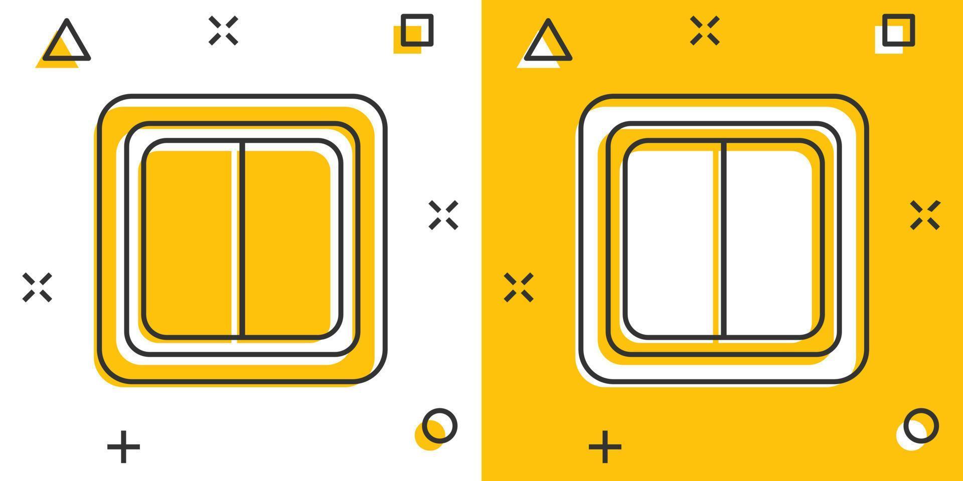 vektor tecknad serie elektrisk ljus växla ikon i komisk stil. kraft växla tecken illustration piktogram. hög Spänning företag stänk effekt begrepp.