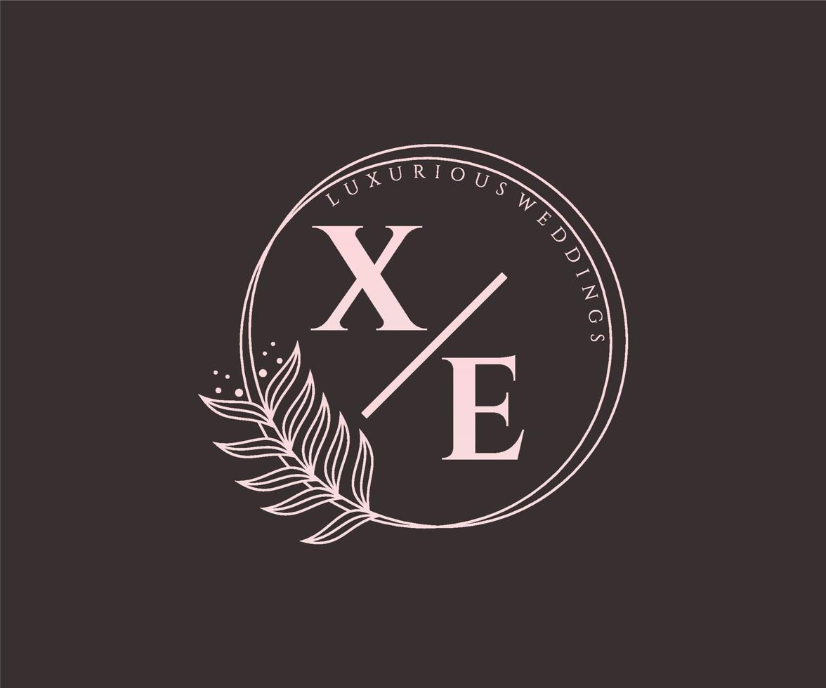 xe initialer brev bröllop monogram logotyper mall, hand dragen modern minimalistisk och blommig mallar för inbjudan kort, spara de datum, elegant identitet. vektor