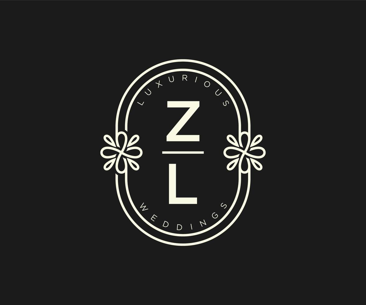 zl Initialen Brief Hochzeit Monogramm Logos Vorlage, handgezeichnete moderne minimalistische und florale Vorlagen für Einladungskarten, Datum speichern, elegante Identität. vektor