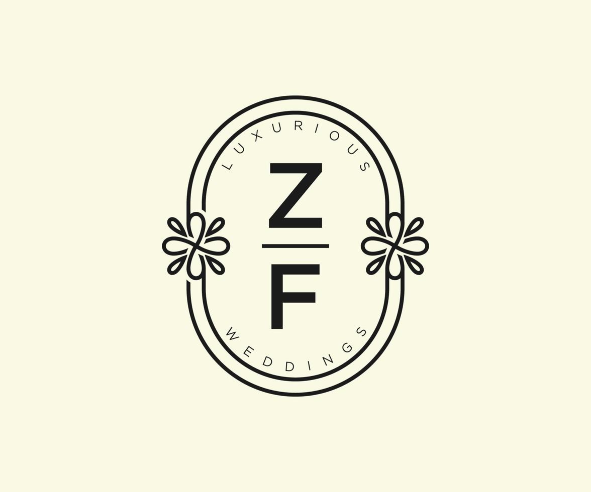 zf Initialen Brief Hochzeit Monogramm Logos Vorlage, handgezeichnete moderne minimalistische und florale Vorlagen für Einladungskarten, Datum speichern, elegante Identität. vektor