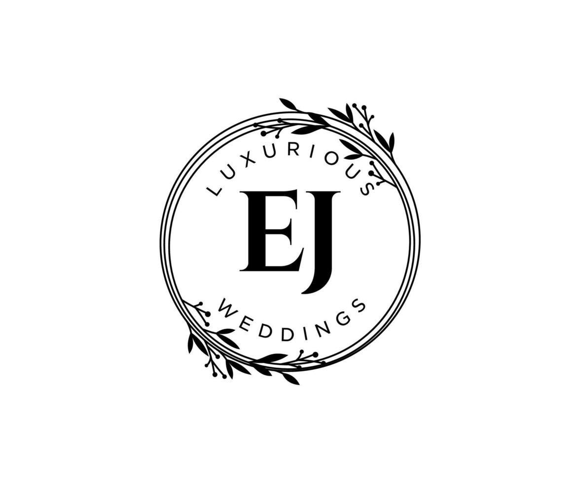 ej initialer brev bröllop monogram logotyper mall, hand dragen modern minimalistisk och blommig mallar för inbjudan kort, spara de datum, elegant identitet. vektor