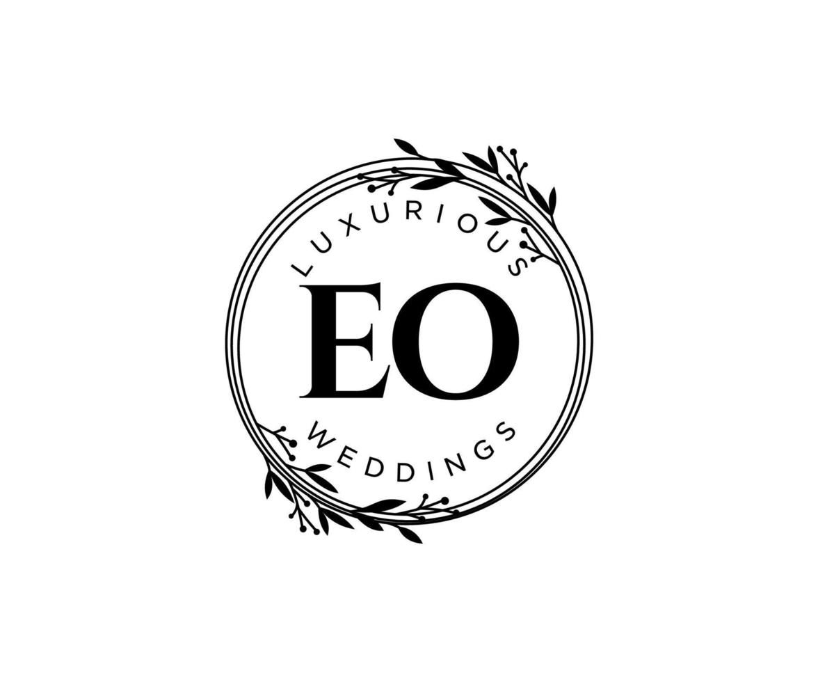 eo initialer brev bröllop monogram logotyper mall, hand dragen modern minimalistisk och blommig mallar för inbjudan kort, spara de datum, elegant identitet. vektor