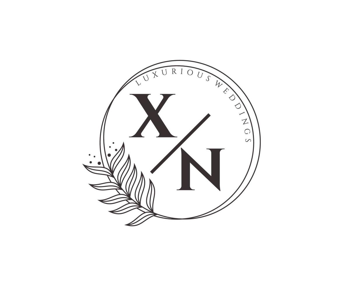 xn initialer brev bröllop monogram logotyper mall, hand dragen modern minimalistisk och blommig mallar för inbjudan kort, spara de datum, elegant identitet. vektor