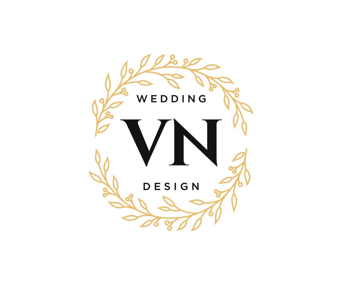 vn initialen brief hochzeitsmonogramm logos sammlung, handgezeichnete moderne minimalistische und florale vorlagen für einladungskarten, save the date, elegante identität für restaurant, boutique, café im vektor