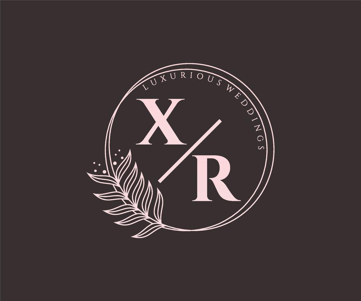 xr initialen brief hochzeitsmonogramm logos vorlage, handgezeichnete moderne minimalistische und florale vorlagen für einladungskarten, datum speichern, elegante identität. vektor