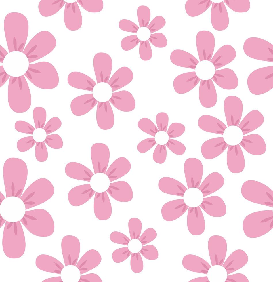 vackra rosa blommor sömlösa mönster vektor