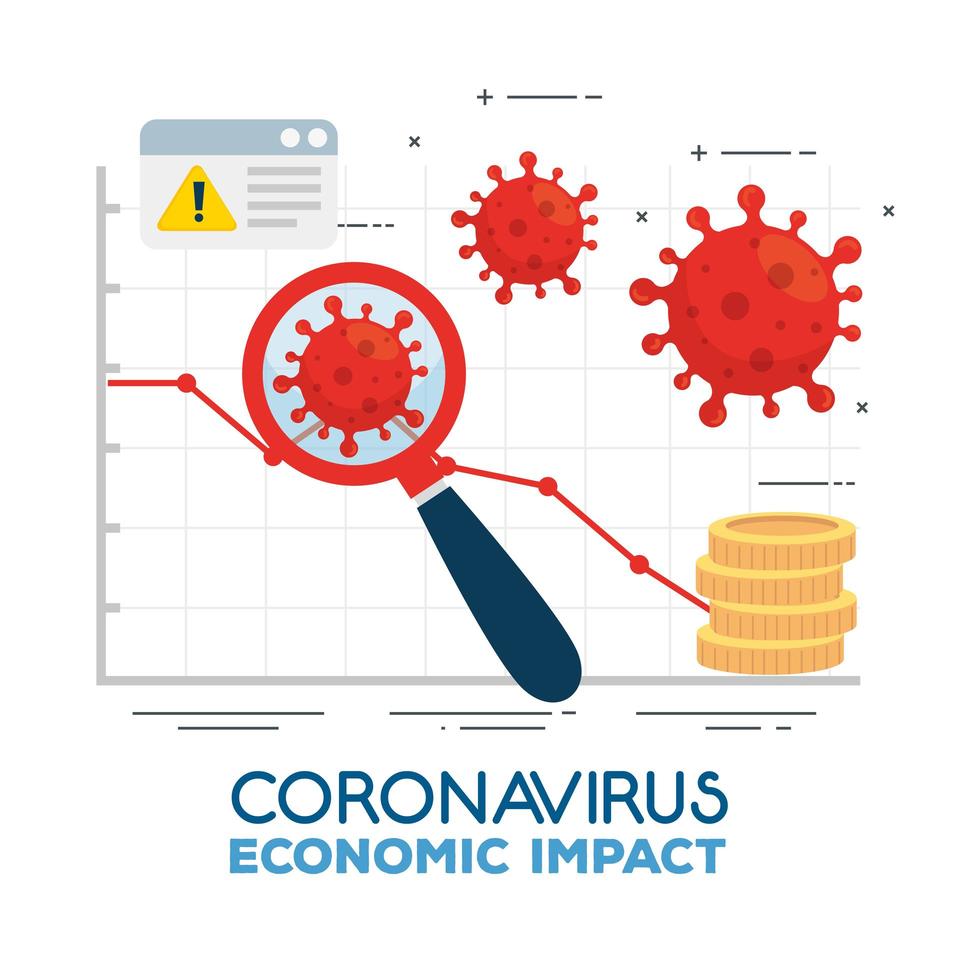 Coronavirus 2019 ncov Auswirkungen auf die Weltwirtschaft, Covid 19 Virus machen Wirtschaft, World Economic Auswirkungen Covid 19, Statistikgeschäft und Symbole nach unten vektor