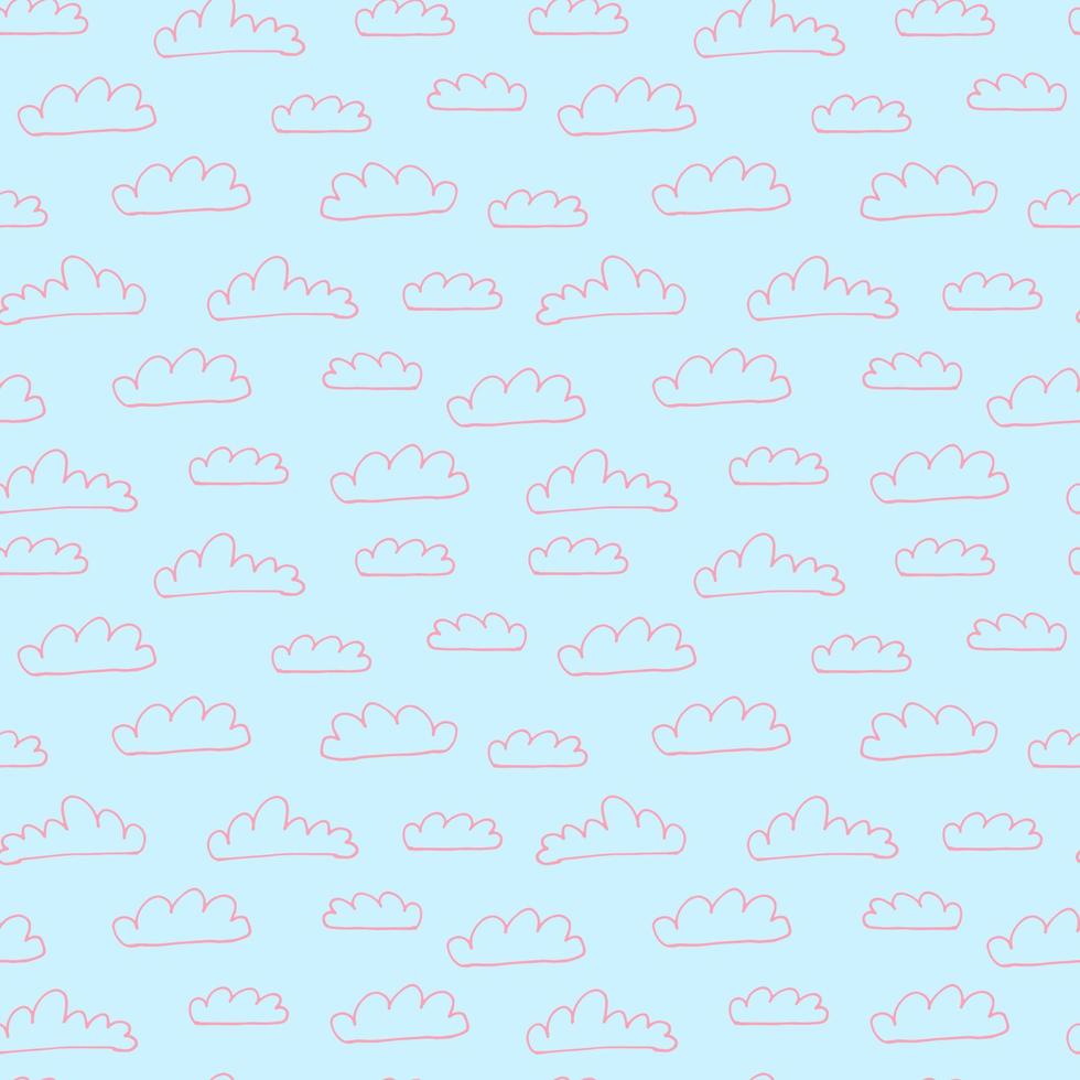 süßes Wolkenmuster. kritzeln Sie nahtloses Muster mit Wolke auf weißem Hintergrund. vektor