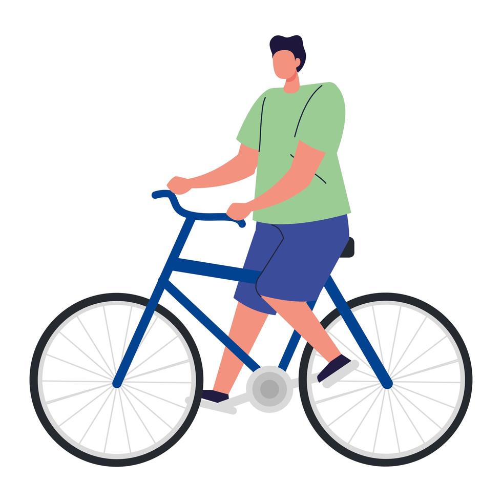Mann fahren mit dem Fahrrad, junger Mann Fahrrad, sportliche Aktivität vektor