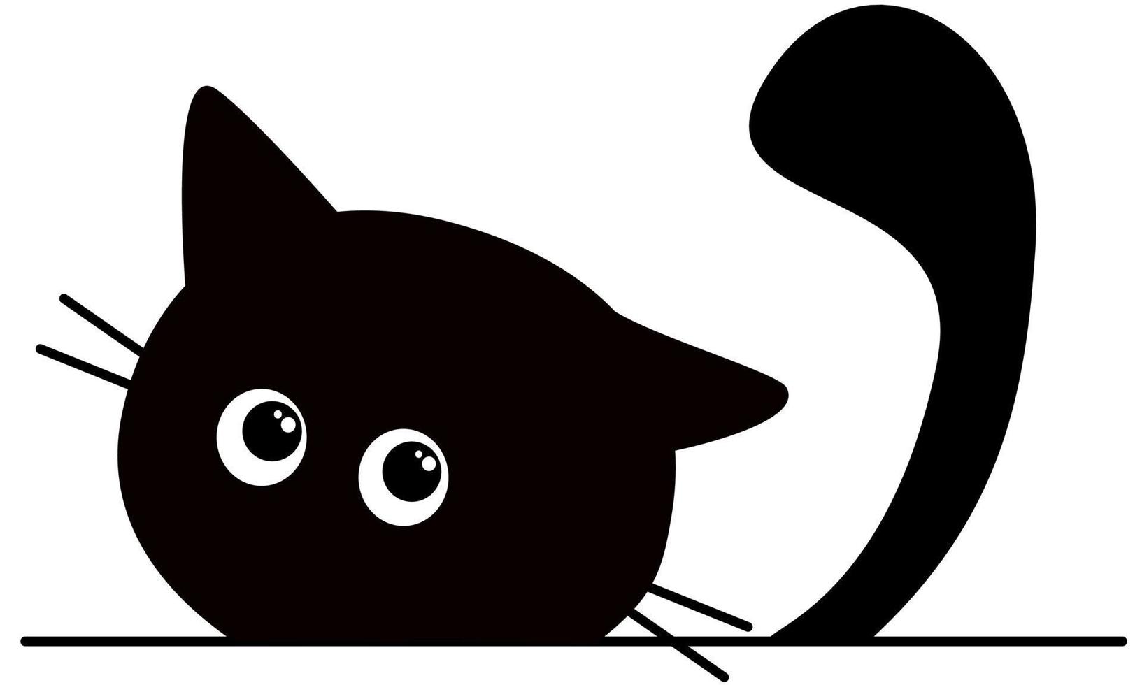 schwarze Katze mit großen Augen vektor