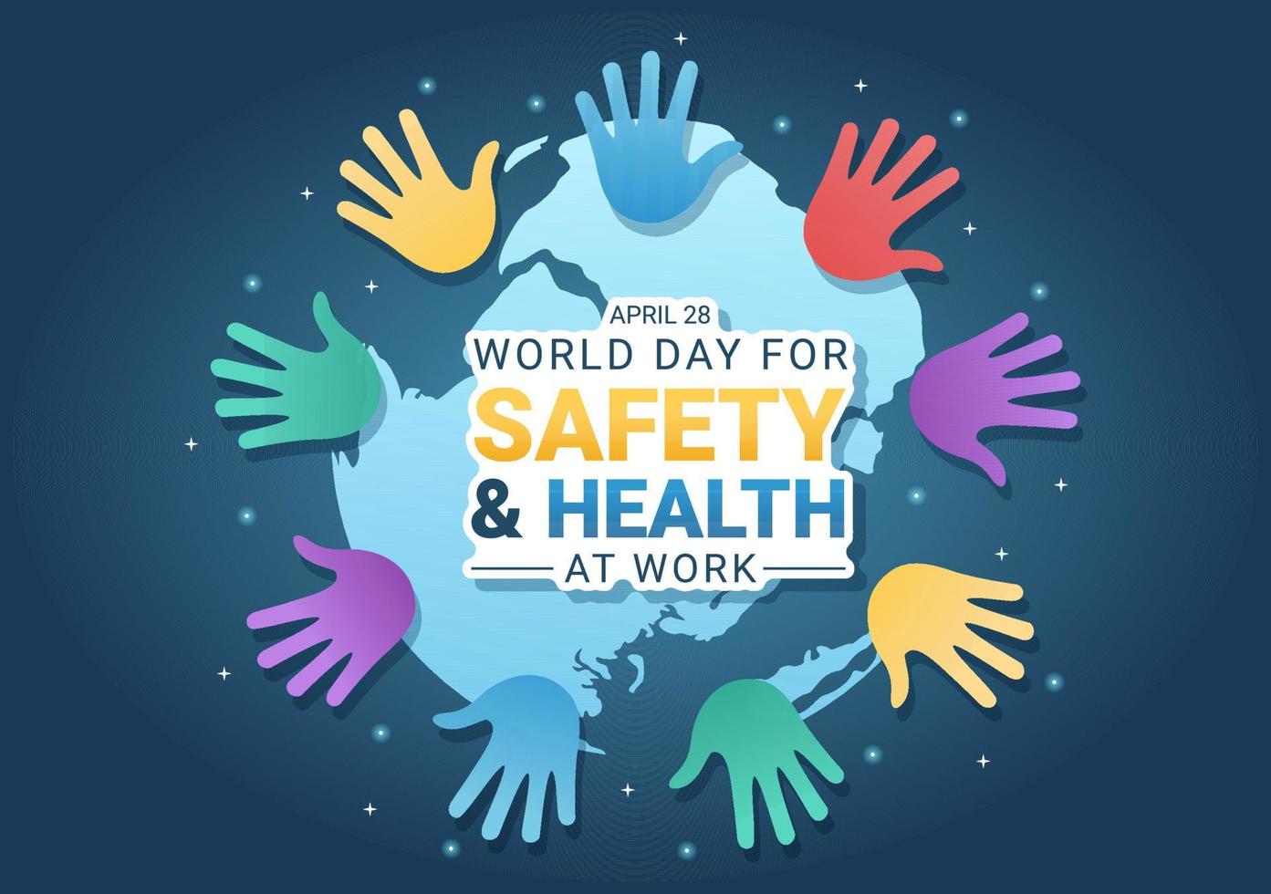 värld dag av säkerhet och hälsa på arbete på april 28 illustration med mekaniker verktyg i platt tecknad serie hand dragen för webb baner eller landning sida mall vektor