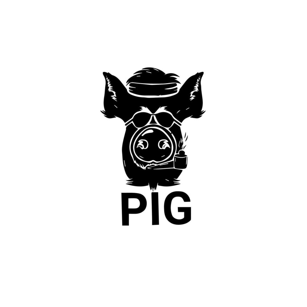 Schwein Vintage-Logo-Design. kostenloser Vektor