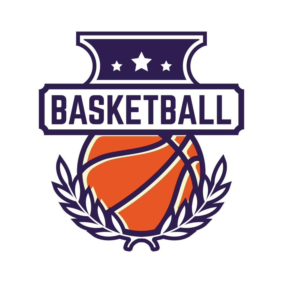 minimalistisk basketboll logotyp emblem mall, med vit isolerat bakgrund vektor