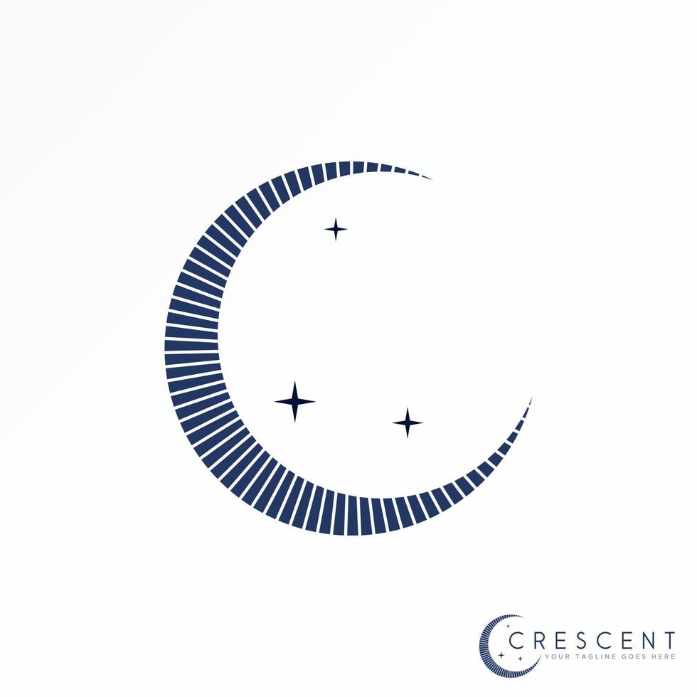 mond oder halbmond und stern mit schnittlinie bild grafik symbol logo design abstraktes konzept vektor stock. kann als Symbol für Romantik verwendet werden.